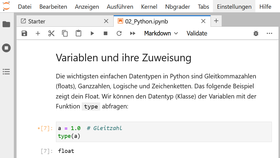 Python running in jupyterlab notebook
